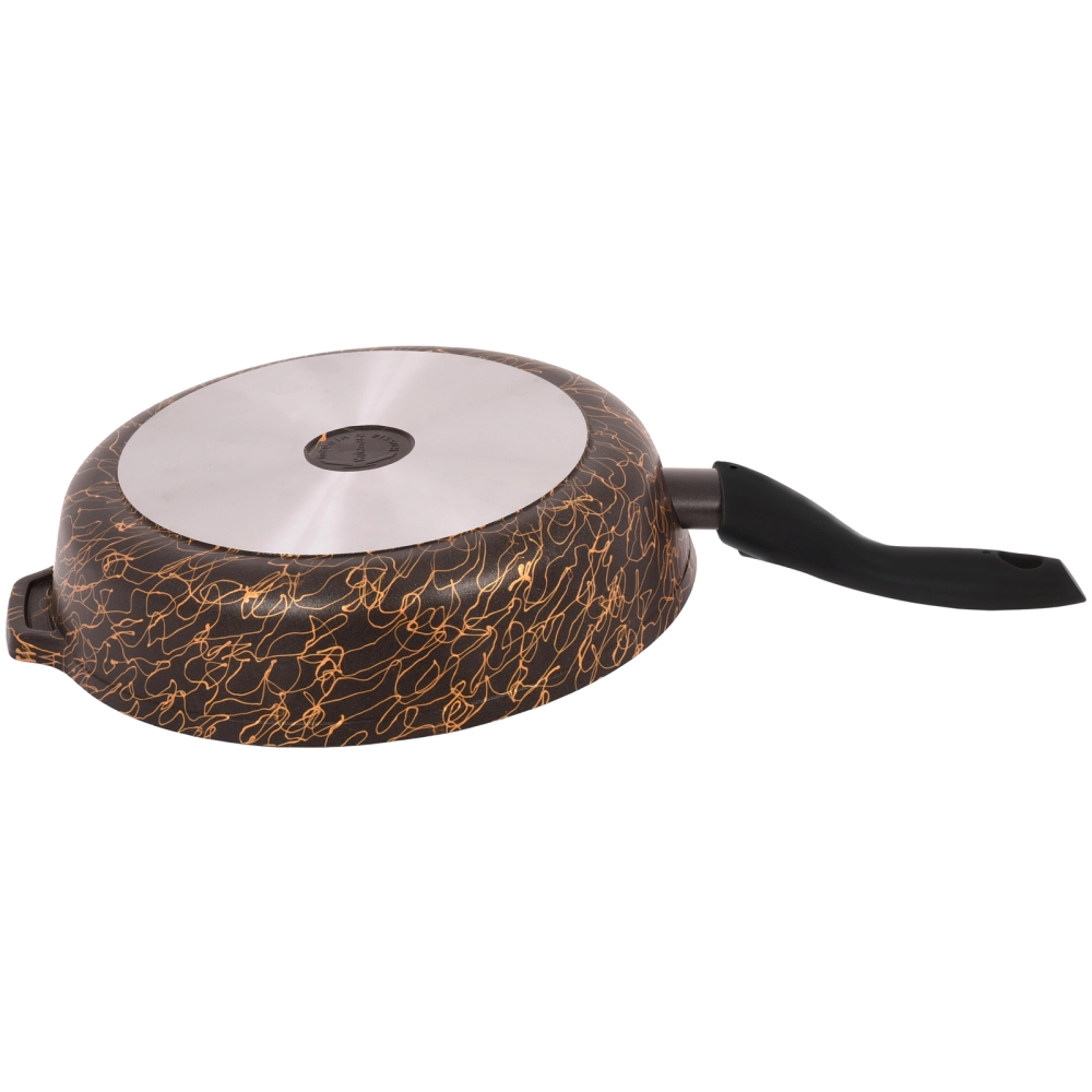 Сковорода глубокая 28см со съемной ручкой и стекл. крышкой «Грация» (черный/золото) сгчз282а