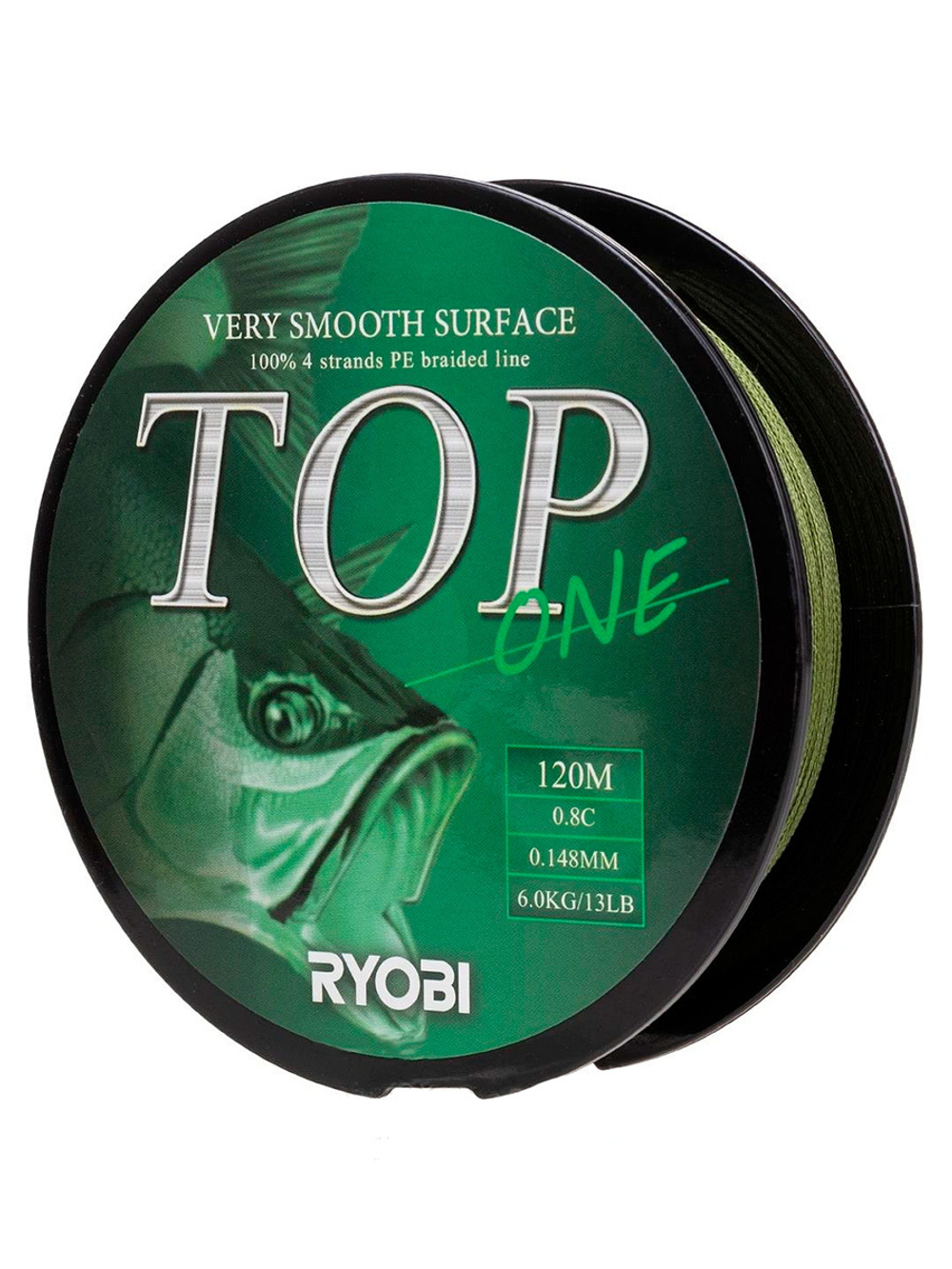 Шнур плетеный для рыбалки Ryobi TOP PE4X-120M Dark green 0.6/d-0.128mm
