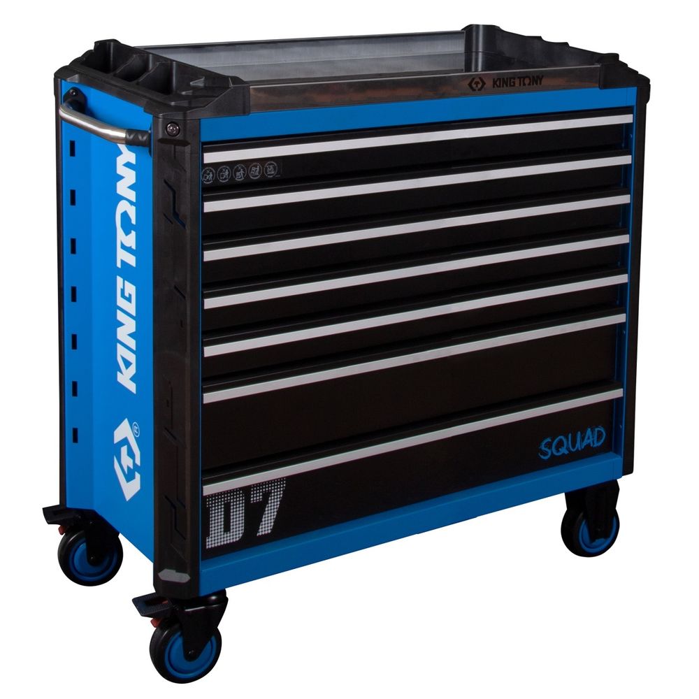 KING TONY (87SQ33-7B-BK) Тележка инструментальная, 7 выдвижных ящиков, «SQUAD», широкая