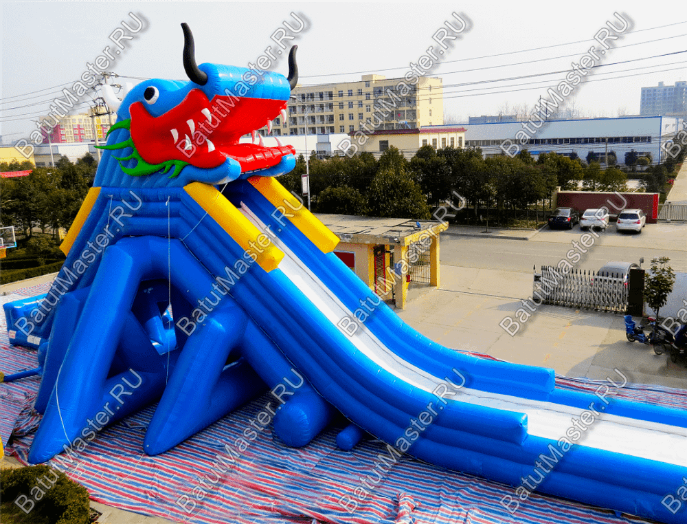 Коммерческий надувной батут "Дракон из поднебесной" 30*12*11 м