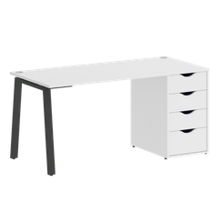Home Office Стол письменный VR.SP-3-158.4.A Белый Бриллиант/Металл Антрацит 1580*720*750