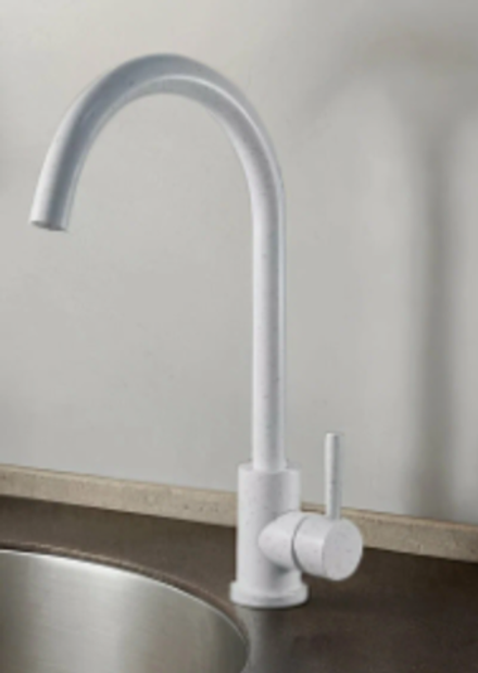 ESKO Смеситель для кухни K45 Kitchen  поворотный выс.излив 35 под гайку ,БЕЛЫЙ гранитная крошка