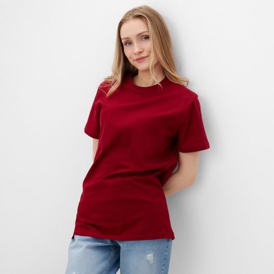 Купить женскую футболку из хлопка цвет бордовый недорого