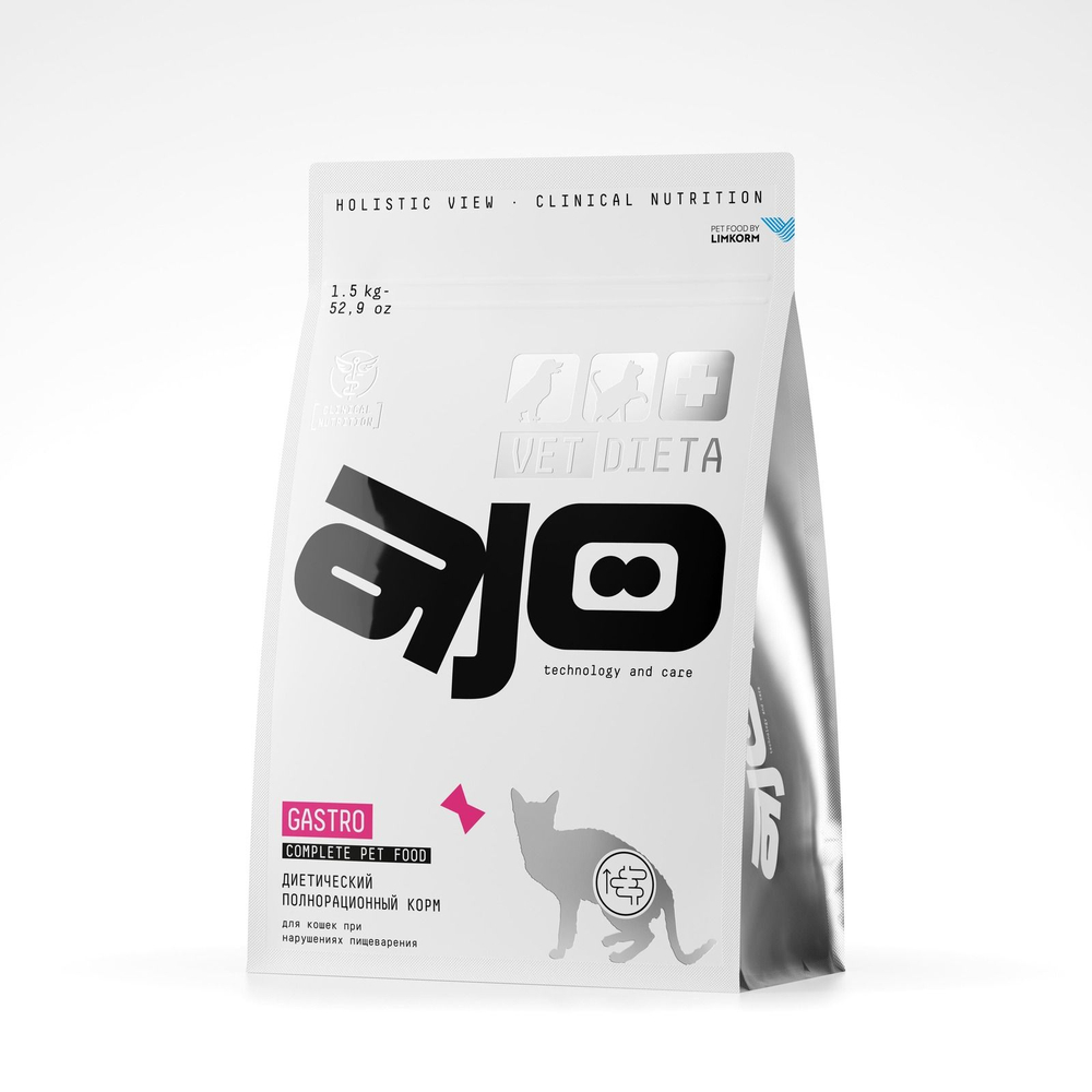AJO Vet Dieta Gastro Сухой корм для кошек при нарушениях пищеварения, 1.5кг