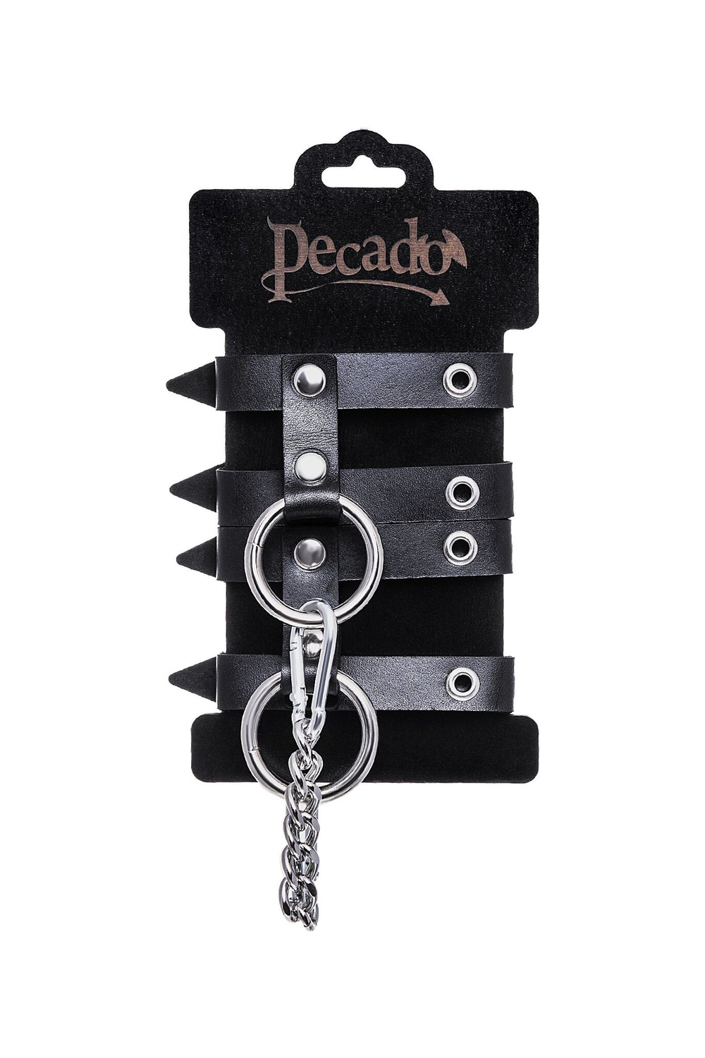 Наручники Pecado 2181 – кожаные, двойной ремешок, черные
