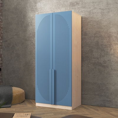 Шкаф Агератум МДФ двухсекционный в синей эмали - Дуб молочный 8622  90*50*220