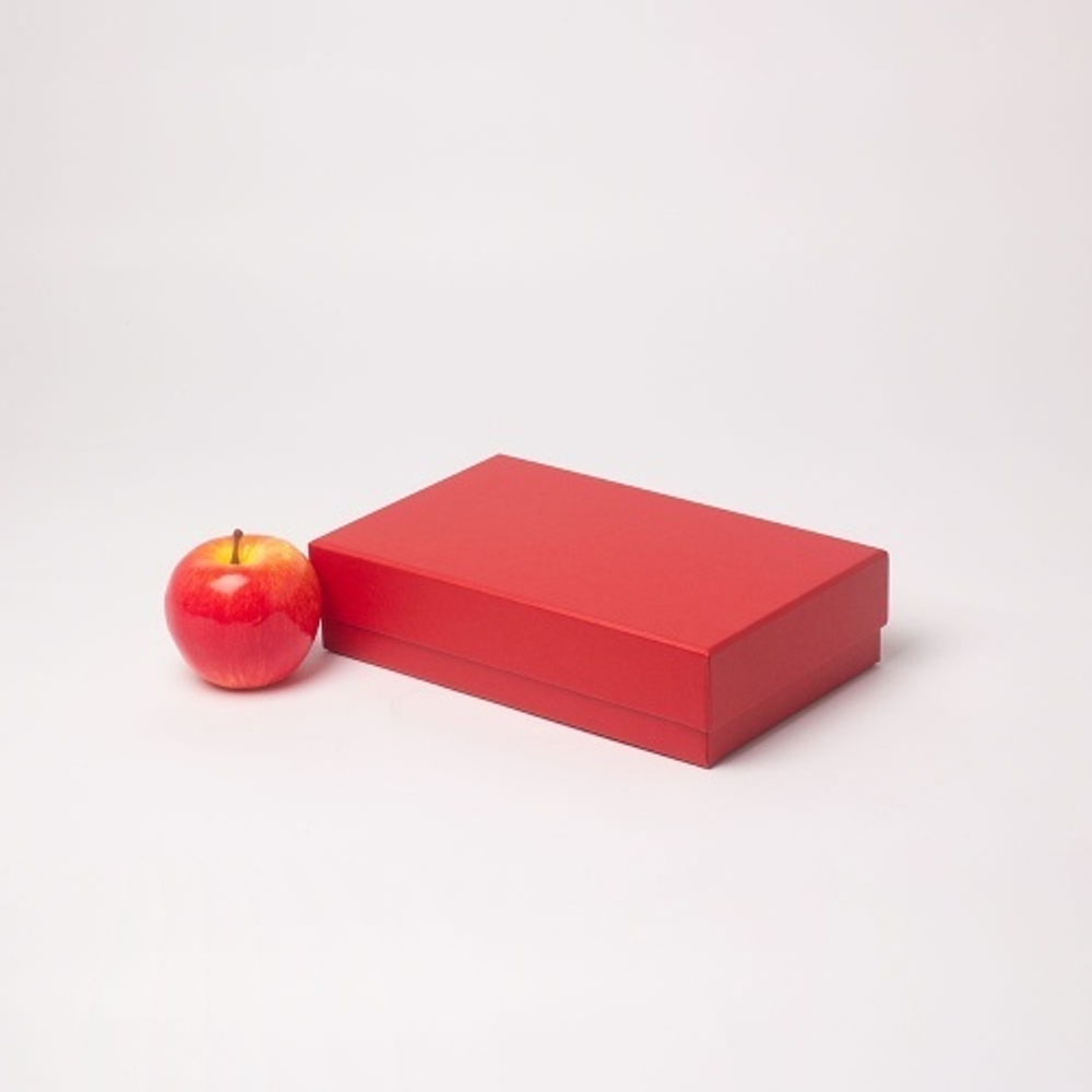 Коробка крышка-дно 25х6х15, красный, дизайнерская бумага