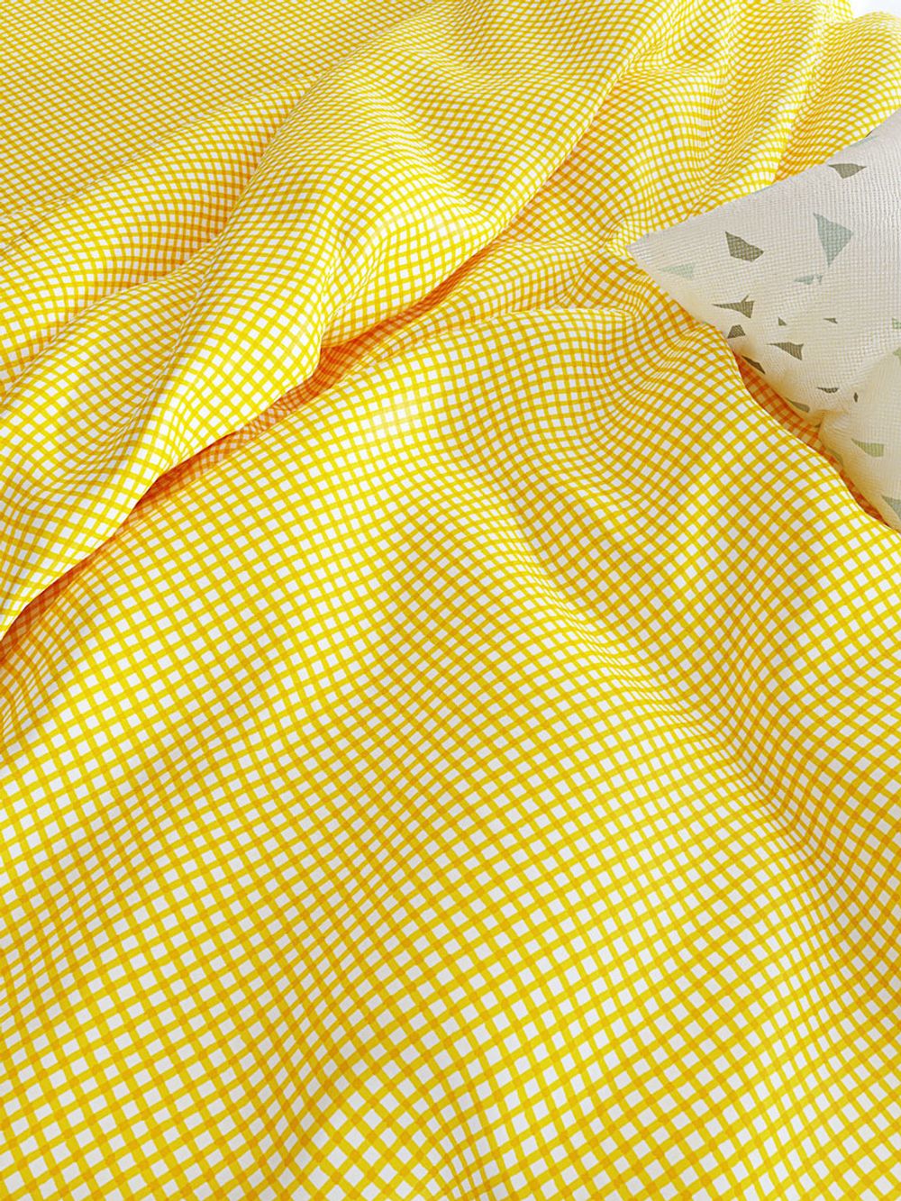 Постельное белье Сказка "Желтая клеточка" 1,5-сп   наволочка 50х70 1шт Простынь на резинке 90х200 см  Пододеяльник 145х215 см