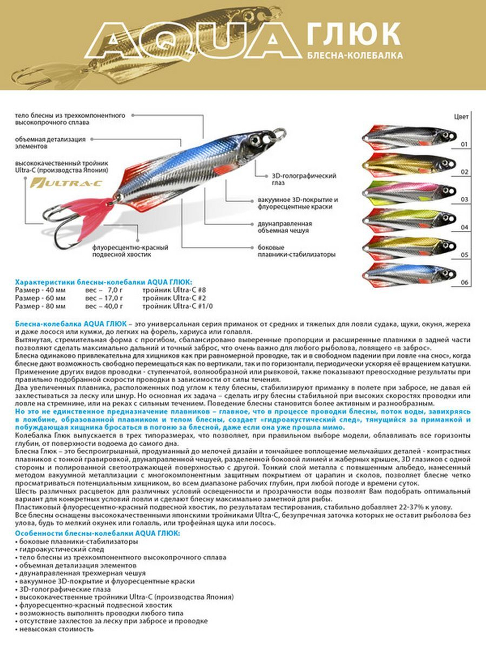 Блесна колебалка приманка для рыбалки ГЛЮК 17,0 г