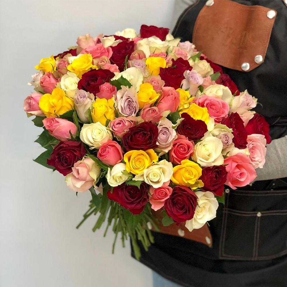 Роза кенийская цветной микс 40см