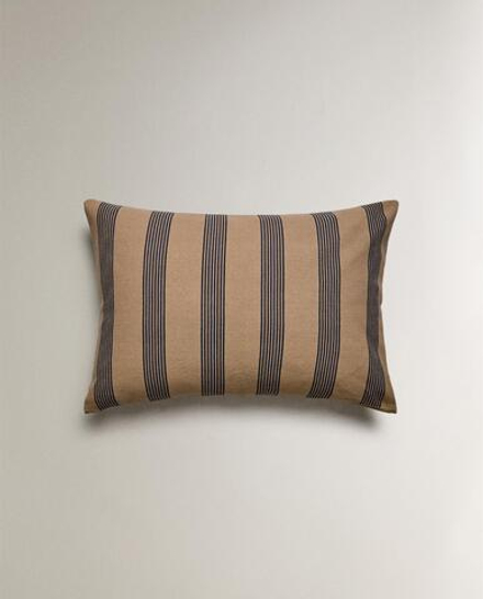 Zara Home наволочка декоративная из хлопка, светло-бежевый, в полоску, 50x75 см
