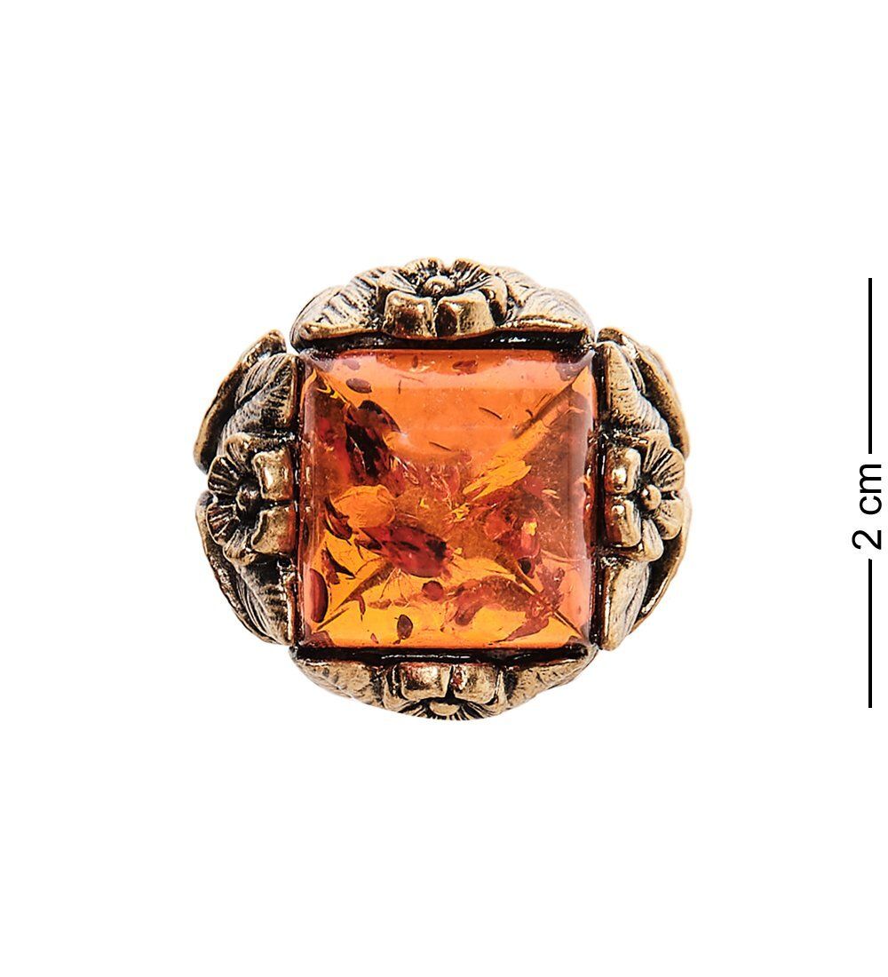 AM-2463 Кольцо «Лесное Очарование» (латунь, янтарь)
