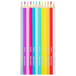 Карандаши цветные BRAUBERG PASTEL, 12 пастельных цветов, трёхгранные, грифель 3 мм, 181850