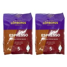 Кофе в зернах Lofbergs Espresso 1 кг, 2 шт