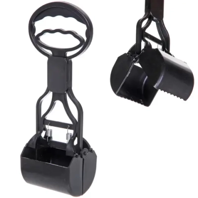 Совок - ковш для уборки за животными «Безконтактный», цвет черный, 28*7,5*9см (лейбл)