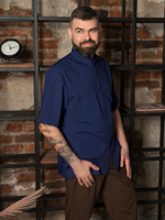 Темно-синяя мужская рубашка-китель "Мир" для повара и кондитера NVDesign