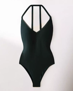 ZARA HOME КУПАЛЬНИК С БРЕТЕЛЬКАМИ НА СПИНЕ, ЗЕЛЕНЫЙ