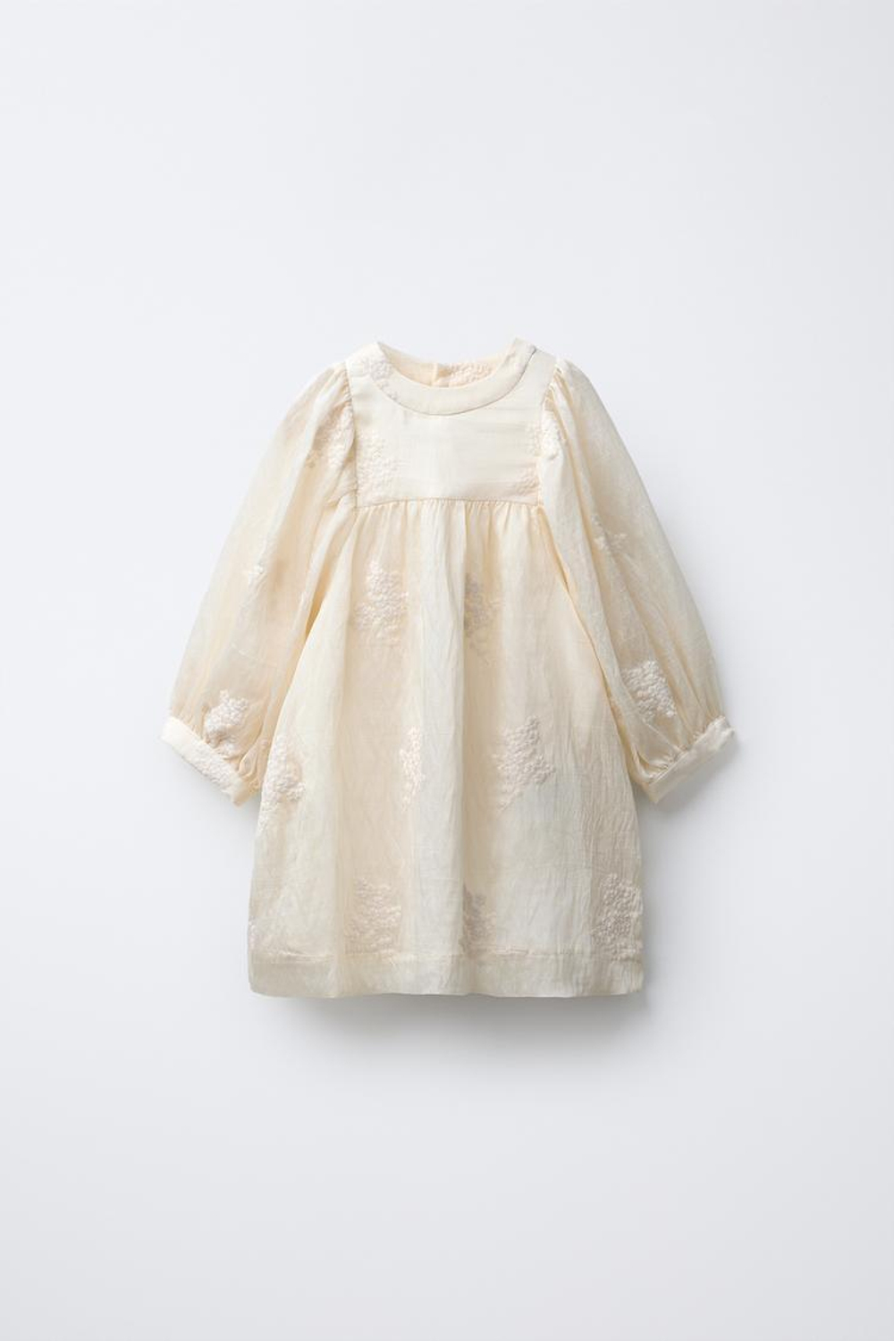 ZARA ПЛАТЬЕ С ВЫШИТЫМИ ЦВЕТАМИ, ЭКРЮ