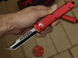 Нож Microtech Ultratech Helhound H/E - красная рукоять, черный клинок + запчасти RK-351