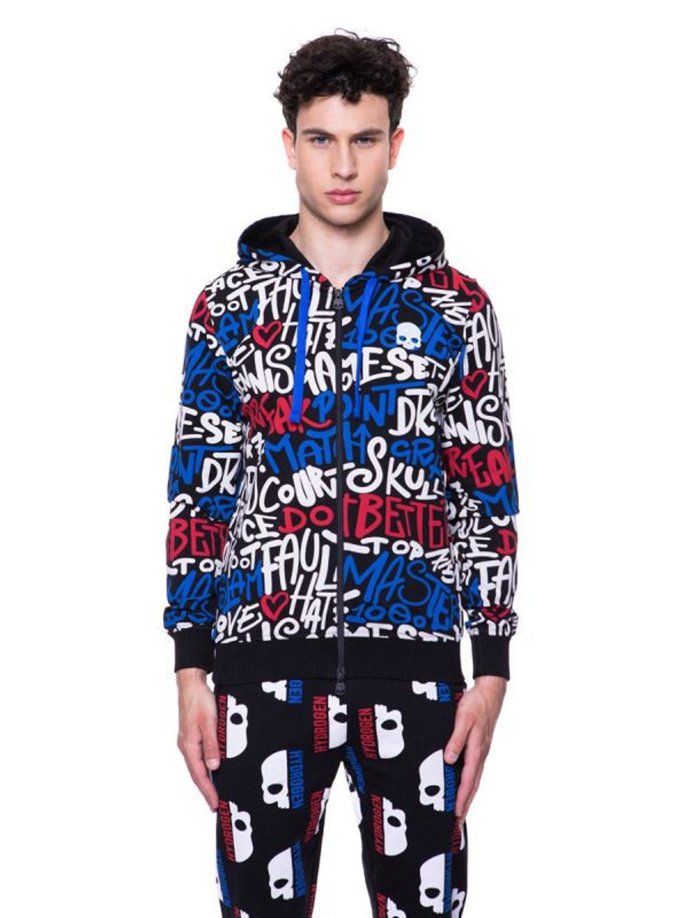 Мужская теннисная кофта Hydrogen Graffiti FZ Hoodie Man - черный