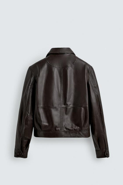 ZARA HARRY LAMBERT X DISNEY КОЖАНАЯ КУРТКА, ТЕМНО-КОРИЧНЕВЫЙ