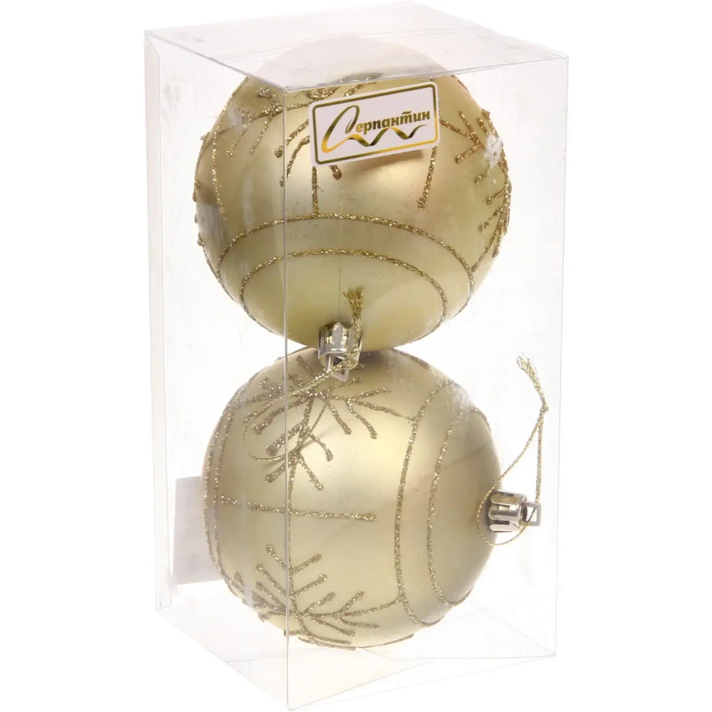 Новогодние шары «Сияние» 8 см (набор 2 шт), Золото