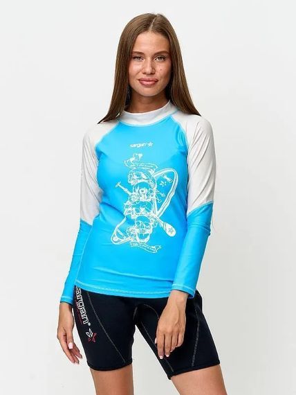 Футболка рашгард лонгслив Sargan Скелетон-Сап UPF 50+ голубой/белый
