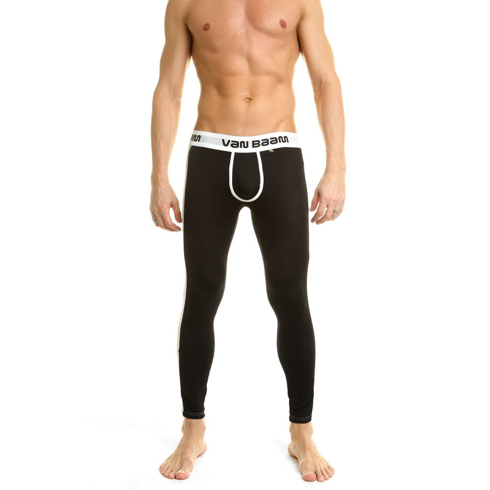 Мужские легинсы черные с серой вставкой Van Baam 39289