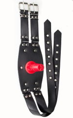 Черный узкий пояс на бедро с телесной насадкой (Цвет: телесный с черным)