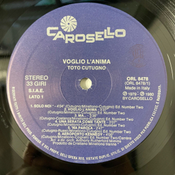 Винтажная виниловая пластинка LP Toto Cutugno Voglio L'Anima (Италия 1980) Soli