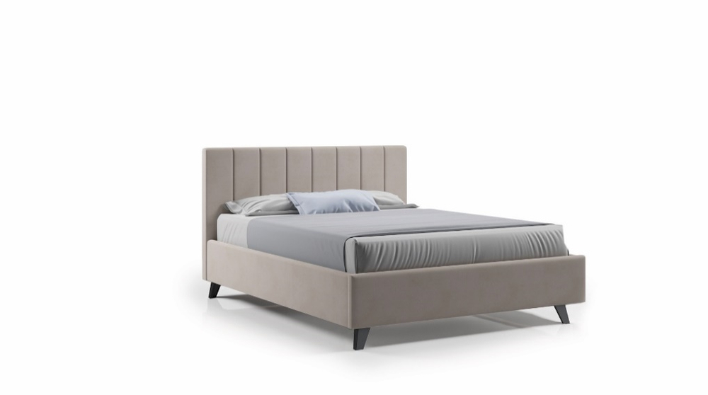 Кровать Оливия 160х200 (Классик/Профи, Универс, БЕЗ ППМ, Микровелюр бежевый) Мелодия сна