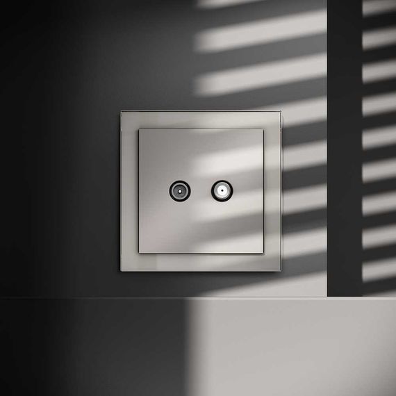 Розетка телевизионнная встраиваемая Voltum S70 оконечная TV+SAT, (кашемир) VLS060403