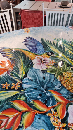 Столовая группа Domiziani Tropical на 10 персон, стол из лавового камня диам. 230 см, кресла нерж. сталь - 10 шт., Италия