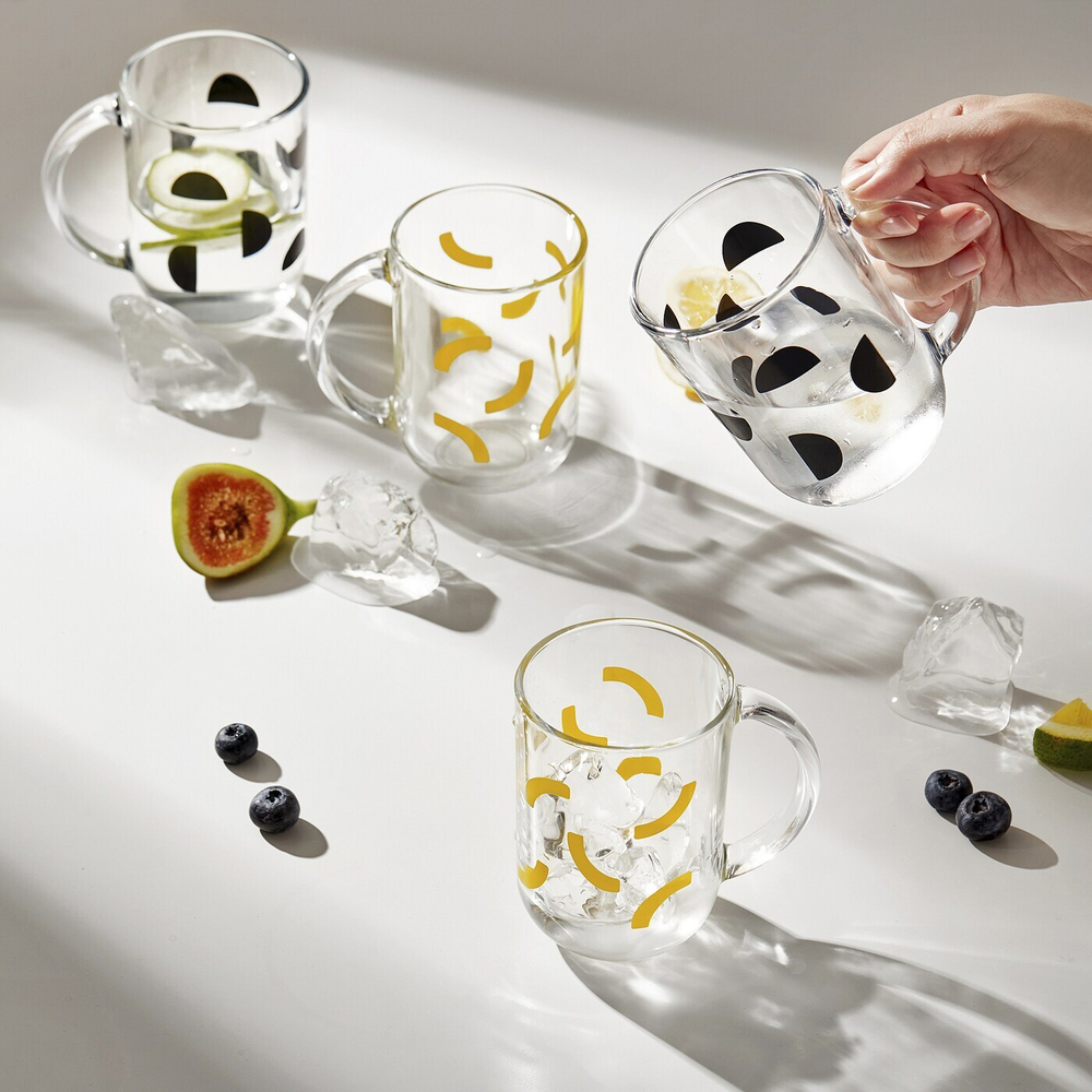 Набор кружек IKEA SKEDSTOR, Желтый, Черный, Стекло, 300 мл, 2 шт