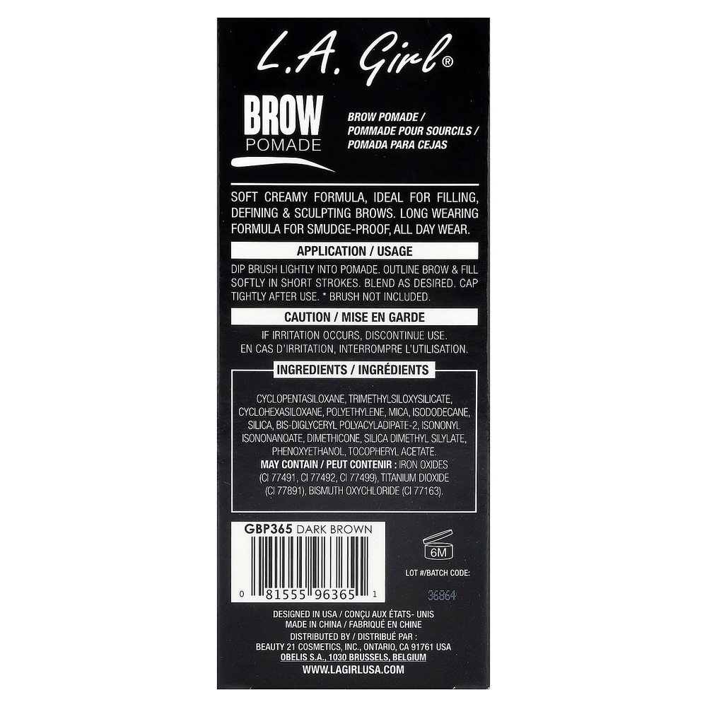 L.A. Girl, помада для бровей, GBP365 темно-коричневый, 3 г (0,11 унции)
