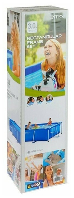 Каркасный бассейн 300х200х75 см Intex 28272, прямоугольный семейный бассейн для дачи Small Frame 3834 л