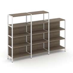 Shelf System Трехсекционный стеллаж четырех/трехярусный SN.STM-432 Вяз Благородный/Металл Белый 2370