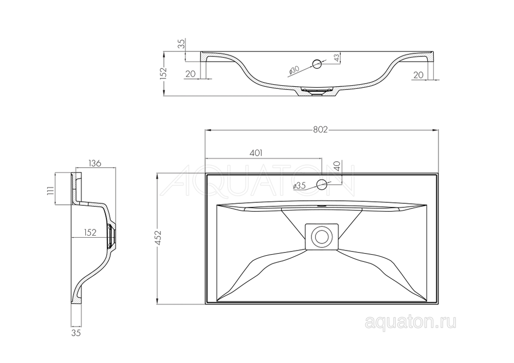 Раковина Aquaton Айрис M 800 белая 1A73263KAG010