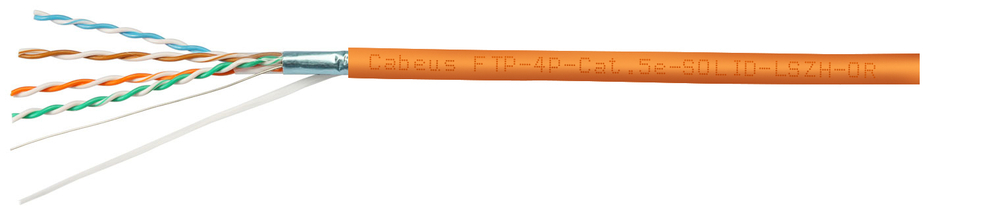 Кабель витая пара F/UTP 5e кат. 4 пары Cabeus FTP-4P-Cat.5e-SOLID-LSZH-100