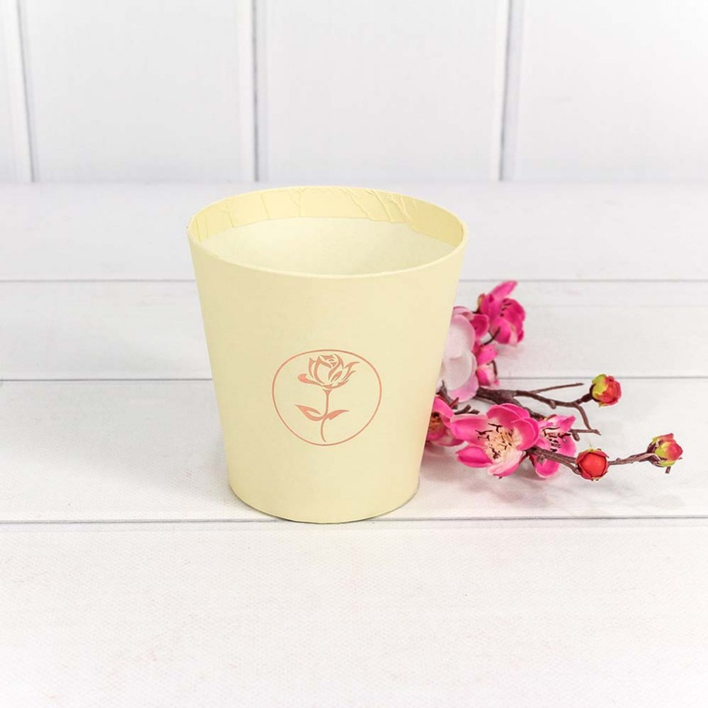 Коробка Ваза для цветов 10.7х10.6 см "Мини" с тиснением (Бежевый)