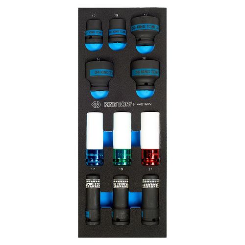 KING TONY (9-4401MPV) Набор ударных головок 1/2", ложемент, 11 предметов