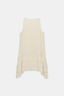 ZARA КОРОТКОЕ ЖАККАРДОВОЕ ПЛАТЬЕ — ZW COLLECTION, ЭКРЮ/БЕЖЕВЫЙ