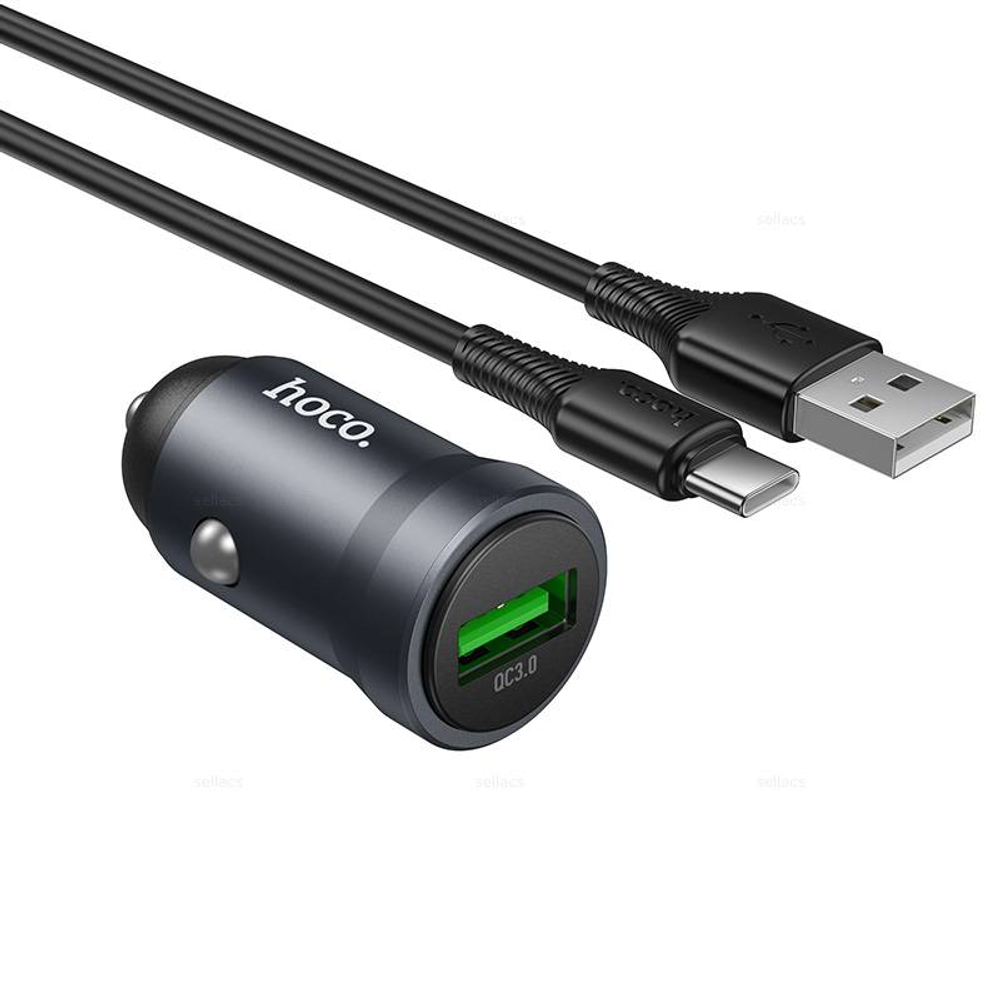 Автомобильное зарядное устройство для Type-C Hoco Z62 QC3.0 (metal grey)