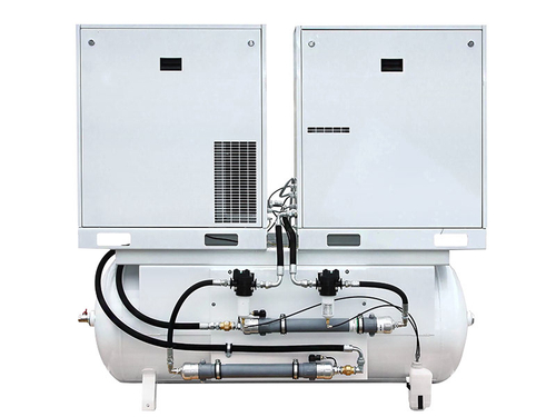 Спиральный компрессор Remeza КС5-8-500ТМ: 2 компрессора и 2 двигателя на ресивере 500л. с осушителем