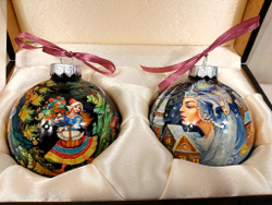 Набор новогодних шаров с полной росписью "Красная шапочка" и "Снежная королева"