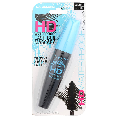 L.A. Colors, HD, водостойкая тушь для ресниц, CBMS314, насыщенный черный, 13 мл (0,43 жидк. унции)