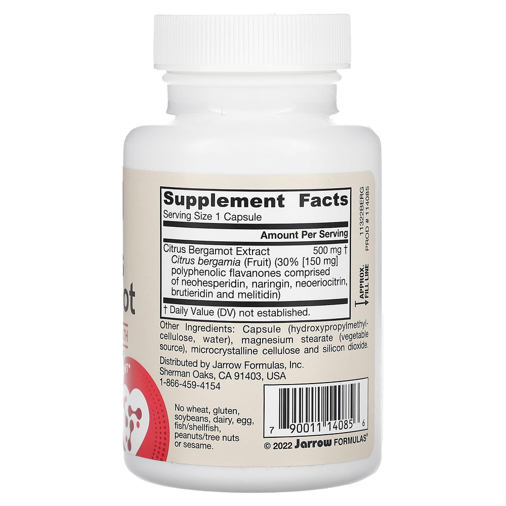 Jarrow Formulas, веганский цитрус и бергамот, 60 растительных капсул (500 мг в 1 капсуле)