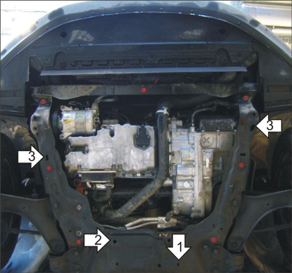 Защита картера Двигателя, КПП, Разд. коробки. 5 мм, Алюминий. для Ford Galaxy 2006-2010, Ford S-max 2006-2015, Volvo V70 2007-2016, Volvo S60 2010-2018, Ford Mondeo IV 2010-2015, Ford Galaxy 2010-2015, Volvo XC60 2008-2017, Ford Mondeo IV 2 MOTODOR.32603