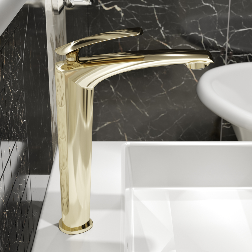 Смеситель для раковины STWORKI Гётеборг S03020GG глянцевое золото