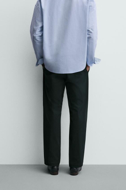 ZARA БРЮКИ СО СКЛАДКАМИ ИЗ РЕЛЬЕФНОЙ ТКАНИ, СЕРЫЙ